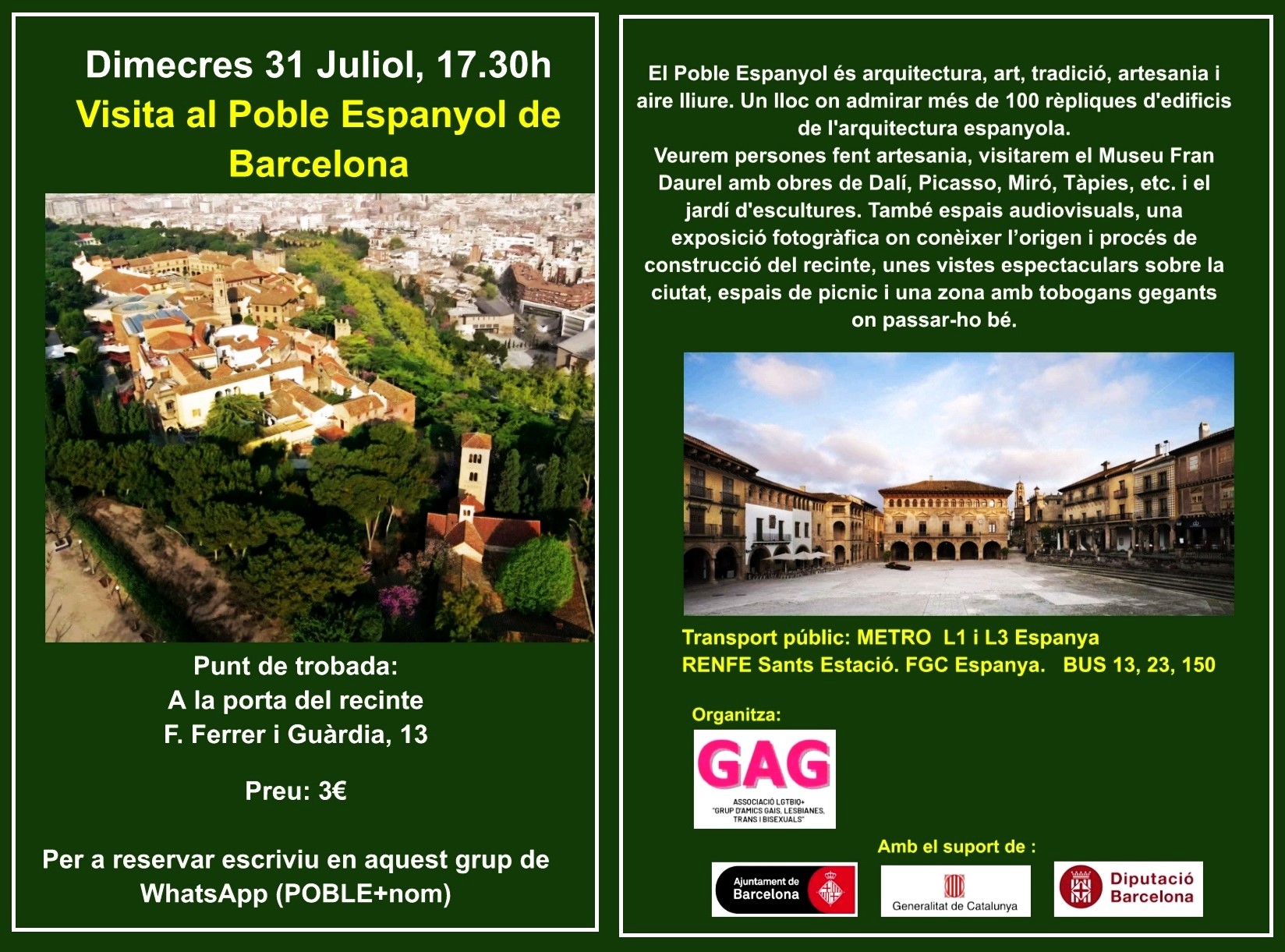 31 de Juliol a les 17:30 – Visita al Poble Espanyol de Barcelona