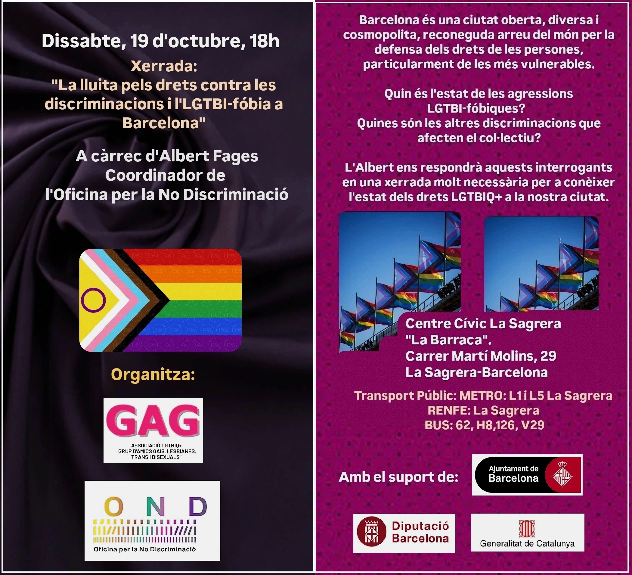 Dissabte, 19 d’octubre 18h: Xerrada sobre lluites pels drets LGTBI